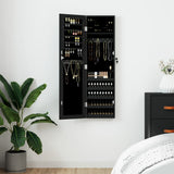 VidaXL Schmuckschrank mit Spiegel zur Wandmontage 30x8,5x106 cm schwarz