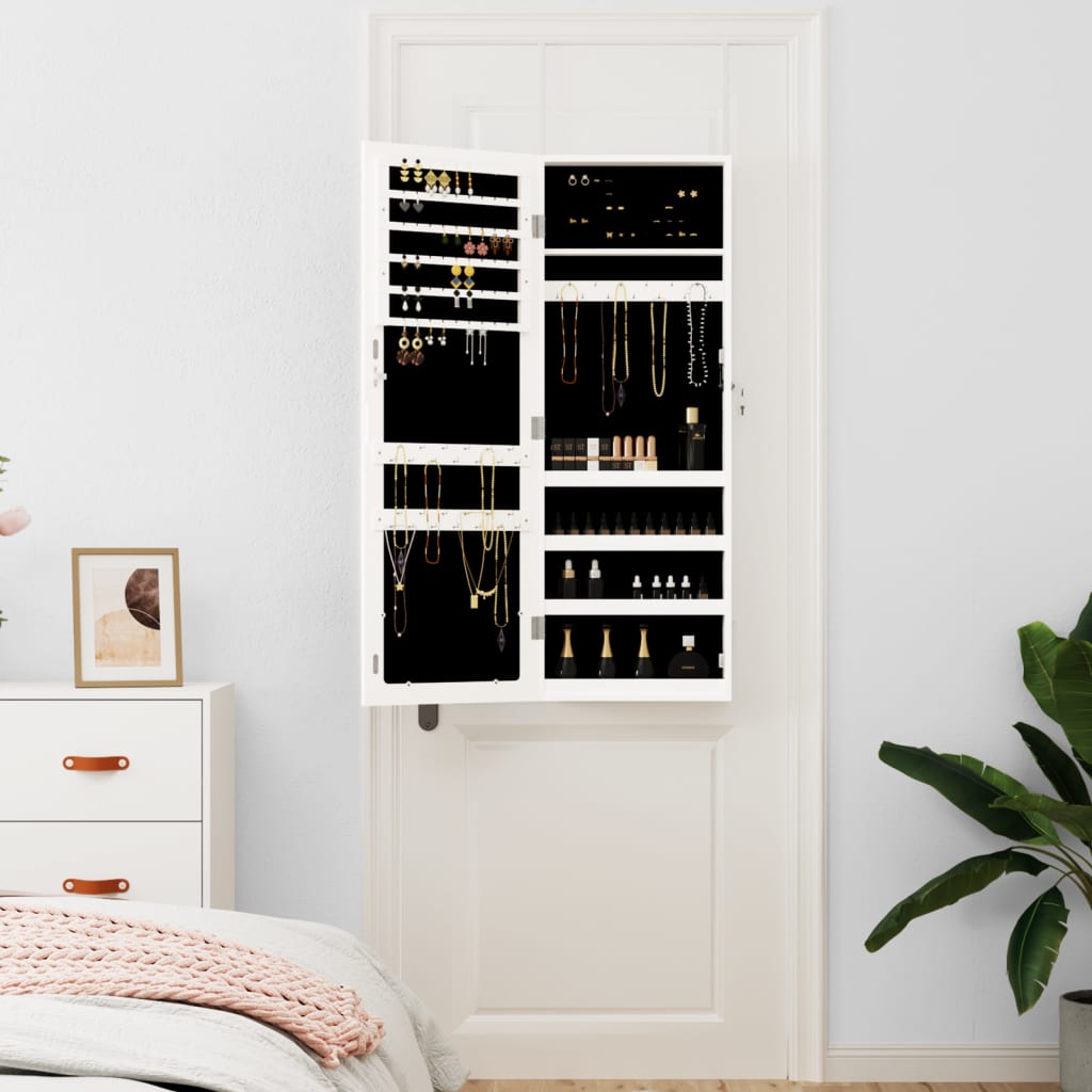 Vidaxx Schmuckschrank mit Spiegel zur Wandmontage 37,5x10x106 cm weiß