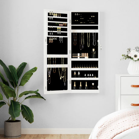 Vidaxx Schmuckschrank mit Spiegel zur Wandmontage 37,5x10x106 cm weiß