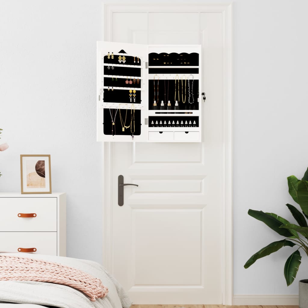 Vidaxx Schmuckschrank mit Spiegel zur Wandmontage 37,5x10x67 cm weiß
