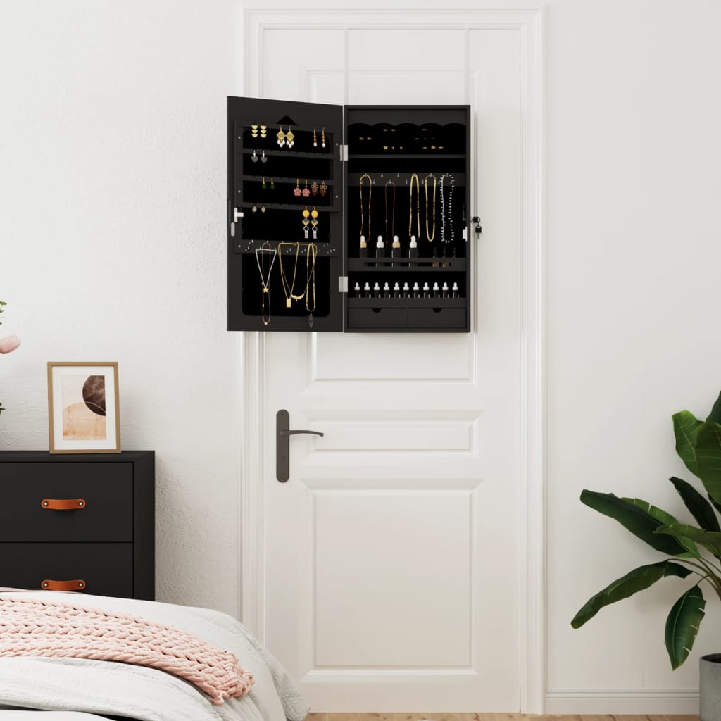 Vidaxx Schmuckschrank mit Spiegel zur Wandmontage 37,5x10x67 cm schwarz