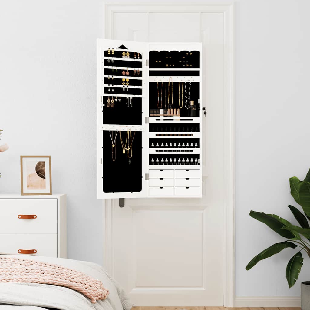 Vidaxx Schmuckschrank mit Spiegel zur Wandmontage 37,5x10x106 cm weiß