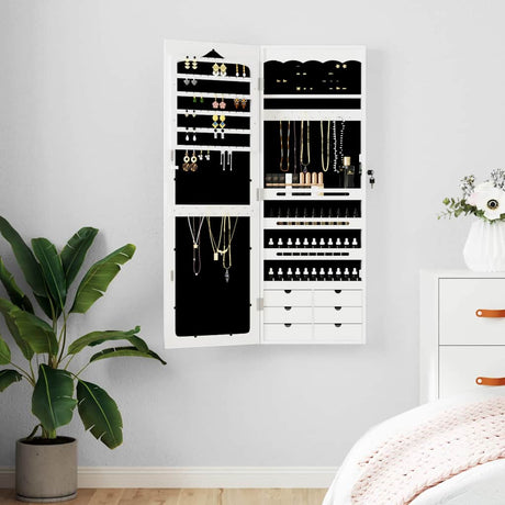 Vidaxx Schmuckschrank mit Spiegel zur Wandmontage 37,5x10x106 cm weiß