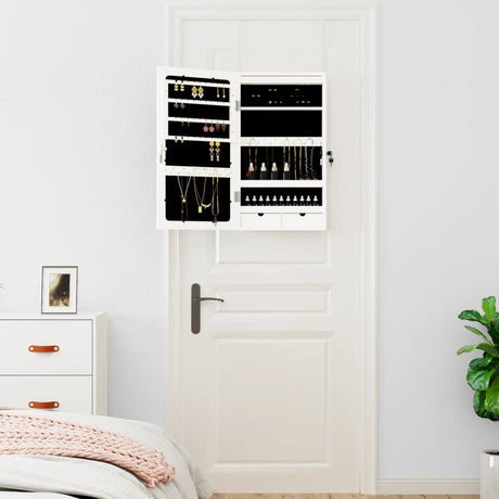 Vidaxx Schmuckschrank mit Spiegel und LED-Wandmontage weiß