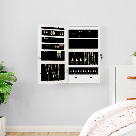 Vidaxx Schmuckschrank mit Spiegel und LED-Wandmontage weiß