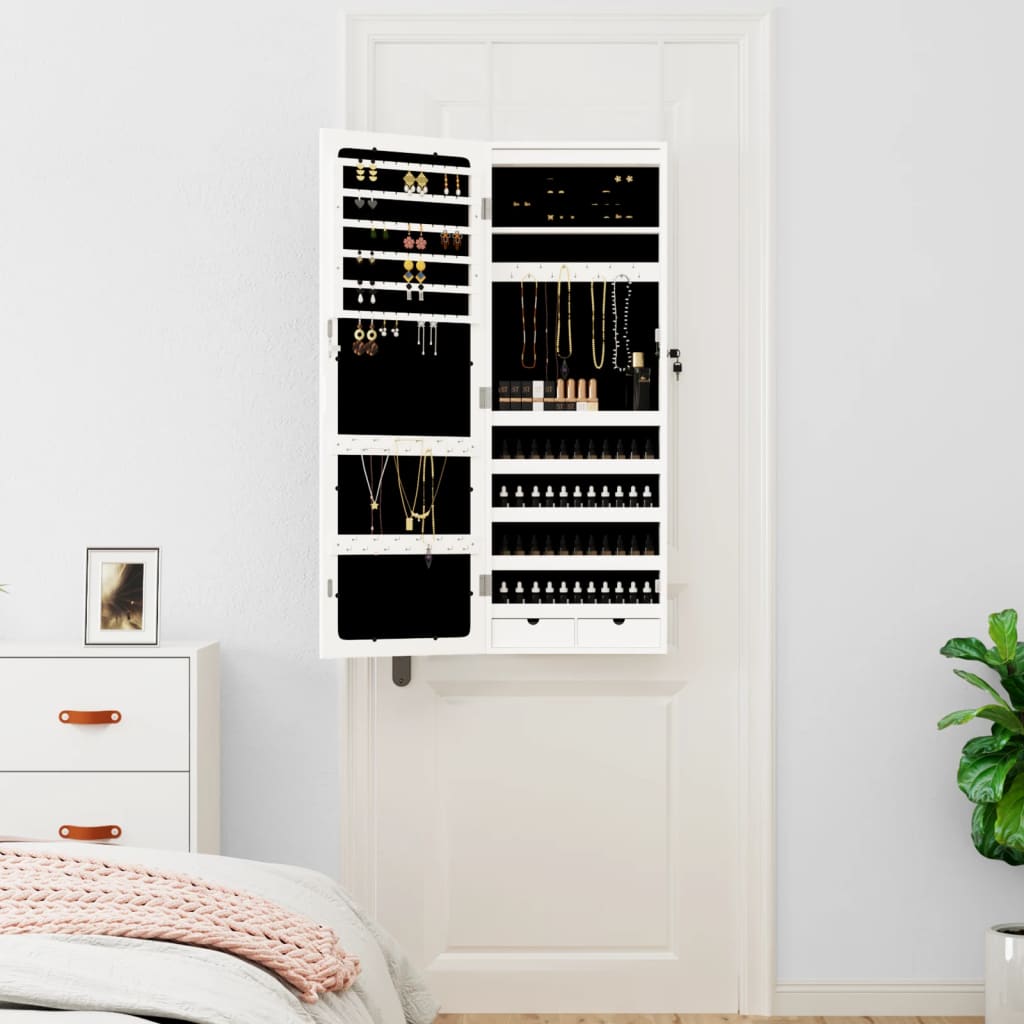 Vidaxx Schmuckschrank mit Spiegel und LED-Wandmontage weiß