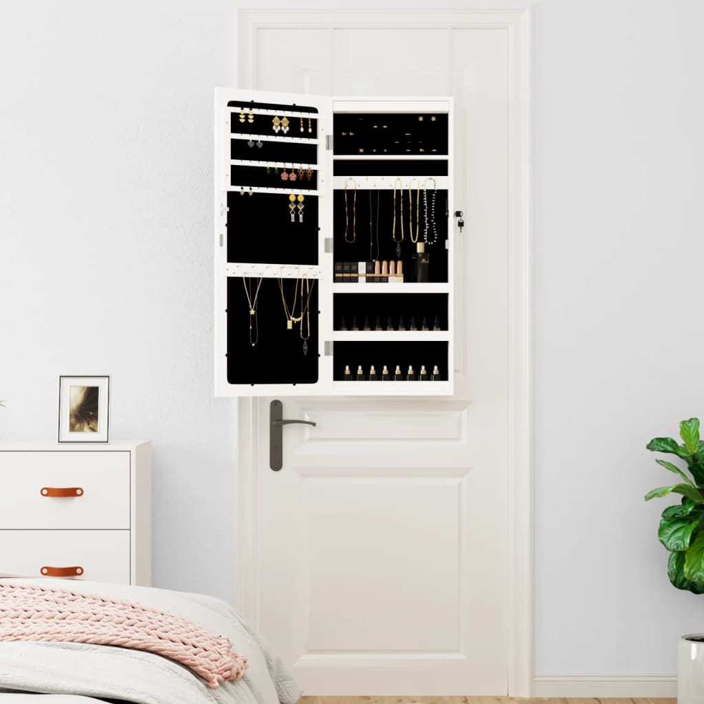 Vidaxx Schmuckschrank mit Spiegel und LED-Wandmontage weiß