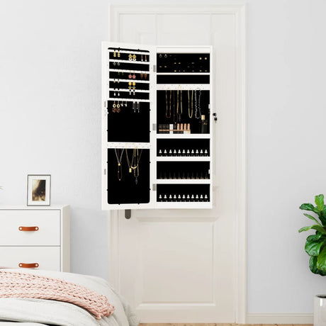 Vidaxx Schmuckschrank mit Spiegel und LED-Wandmontage weiß