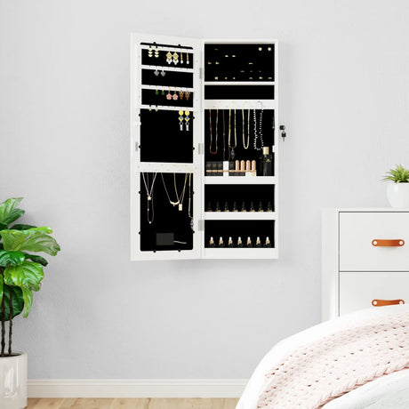 Vidaxx Schmuckschrank mit Spiegel und LED-Wandmontage weiß