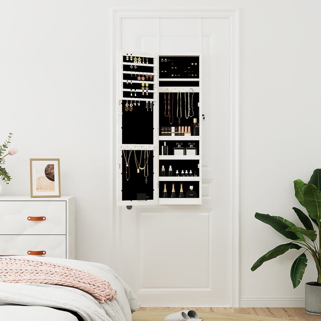 Vidaxx Schmuckschrank mit Spiegel und LED-Wandmontage weiß