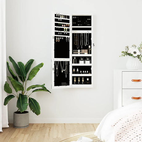 Vidaxx Schmuckschrank mit Spiegel und LED-Wandmontage weiß