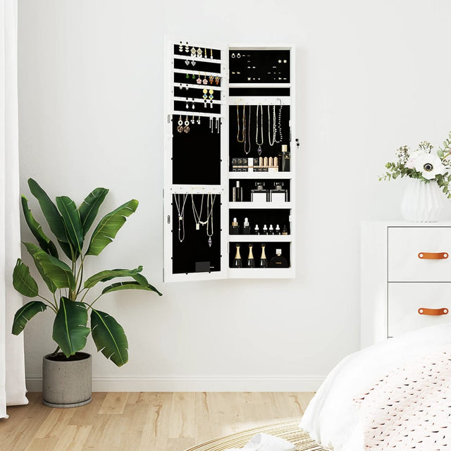 Vidaxx Schmuckschrank mit Spiegel und LED-Wandmontage weiß