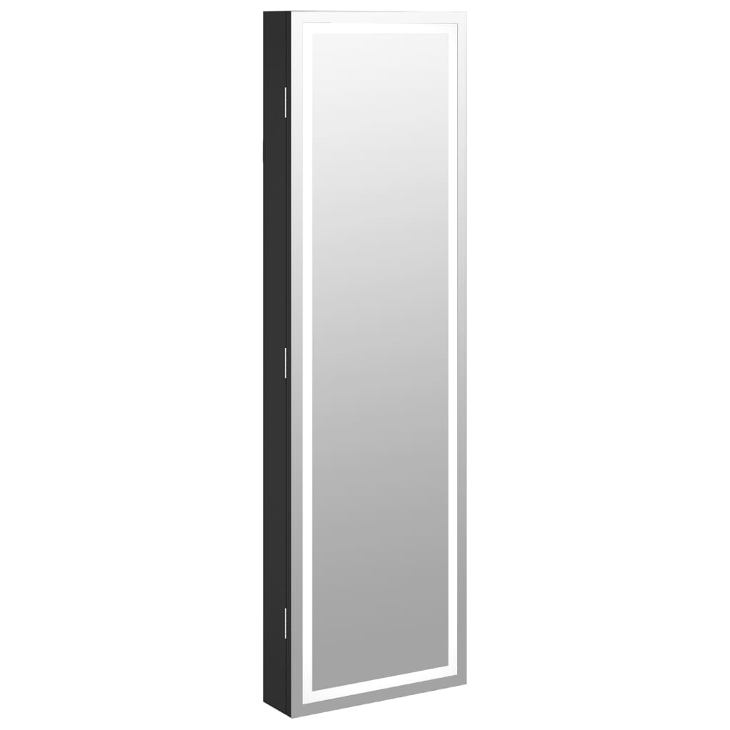 Vidaxx Schmuckschrank mit Spiegel und LED-Wandmontage in Schwarz
