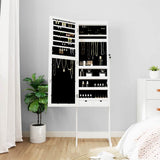 VidaXL Schmuckschrank mit Spiegel mit LED-Beleuchtung, freistehend weiß