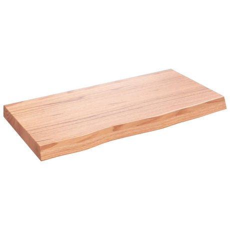 Vidaxl wandschap 80x40x(2-6) cm behandeld massief eikenhout lichtbruin