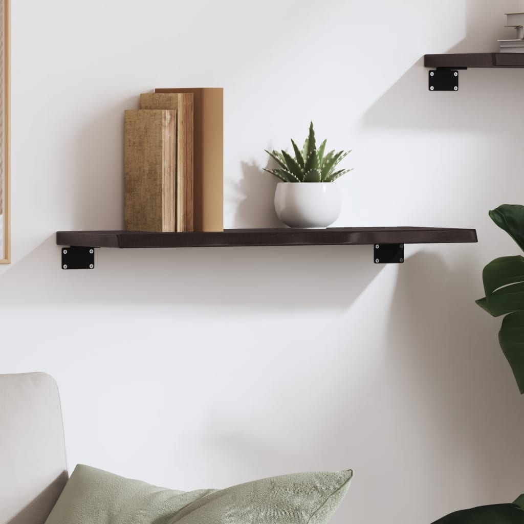 Vidaxl wandschap 60x20x2 cm behandeld massief eikenhout donkerbruin
