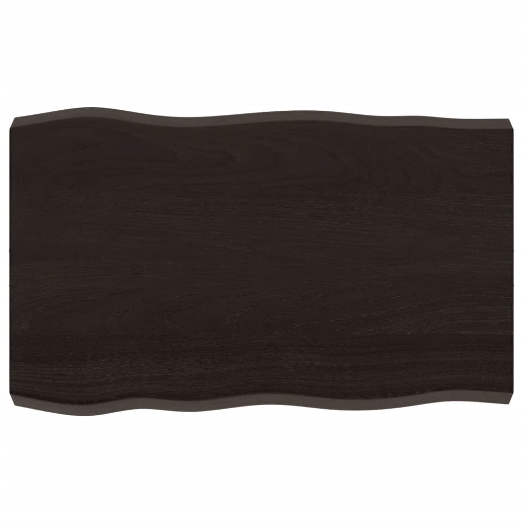 Vidaxl tafelblad natuurlijke rand 80x50x(2-6) cm eikenhout donkerbruin