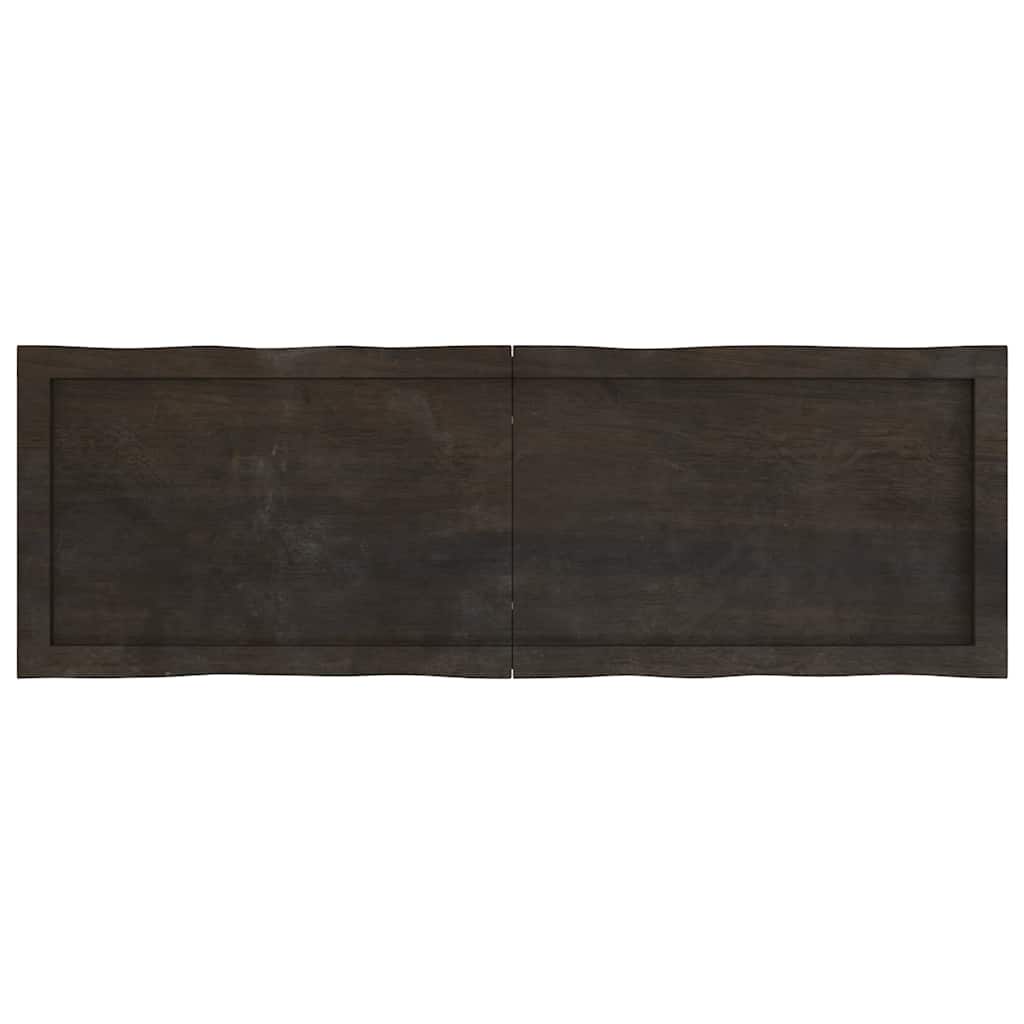 Vidaxl tafelblad natuurlijke rand 120x40x(2-6)cm eikenhout donkerbruin