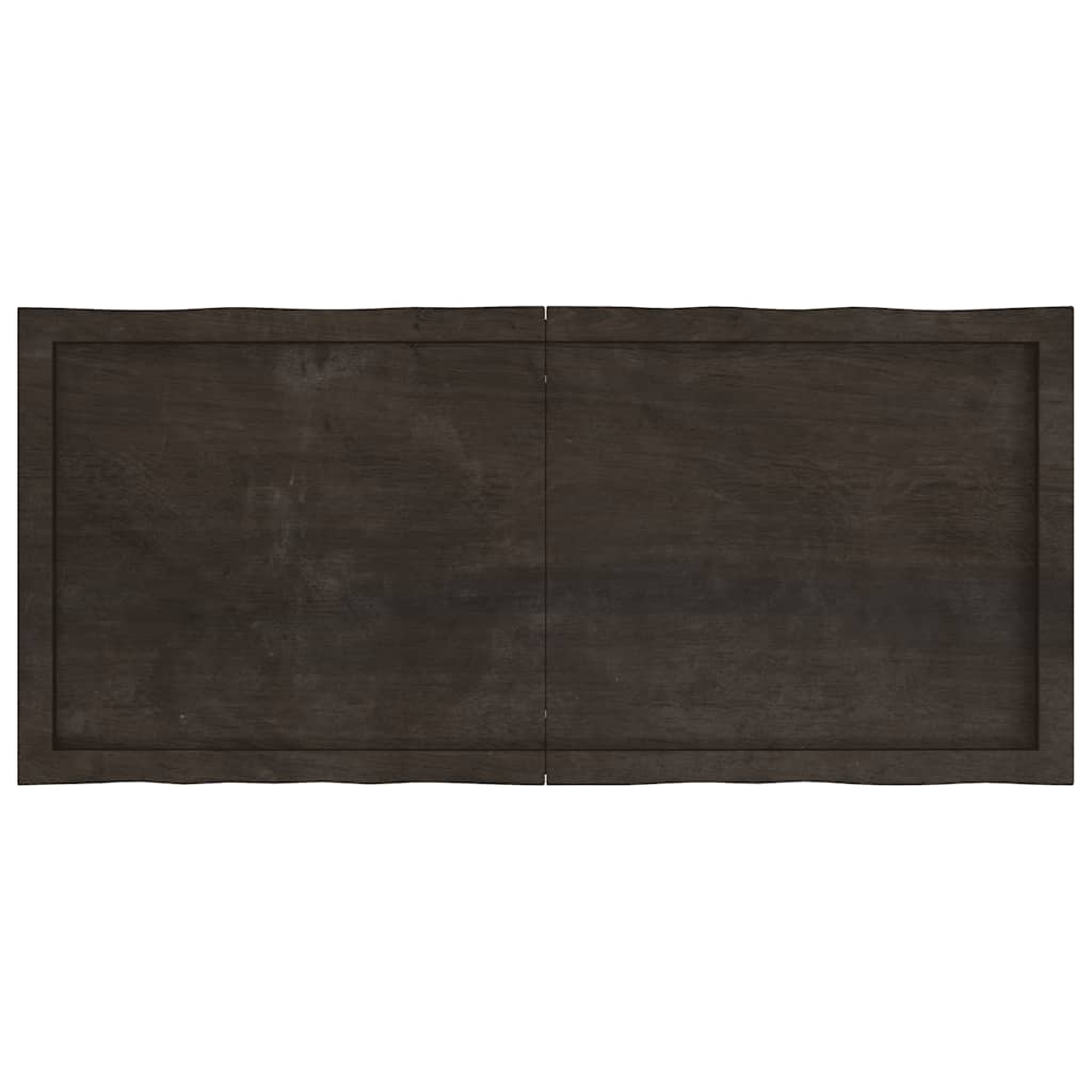 Vidaxl tafelblad natuurlijke rand 120x50x(2-4)cm eikenhout donkerbruin