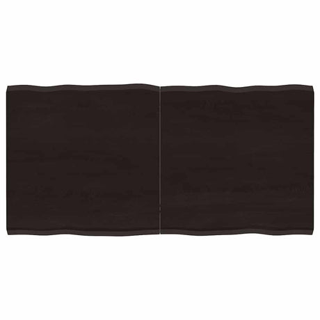 Vidaxl tafelblad natuurlijke rand 120x60x(2-4)cm eikenhout donkerbruin