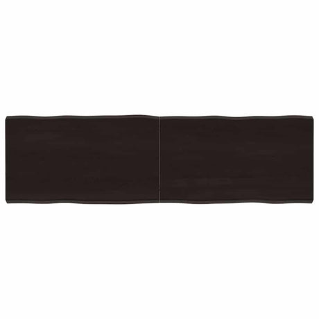Vidaxl tafelblad natuurlijke rand 140x40x(2-4)cm eikenhout donkerbruin