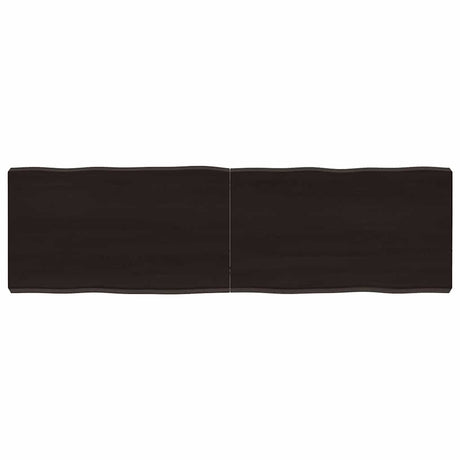 Vidaxl tafelblad natuurlijke rand 140x40x(2-6)cm eikenhout donkerbruin
