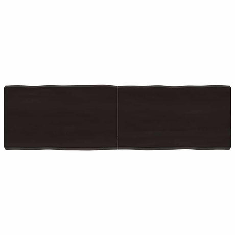 Vidaxl tafelblad natuurlijke rand 140x40x(2-6)cm eikenhout donkerbruin