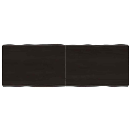 Vidaxl tafelblad natuurlijke rand 140x50x(2-4)cm eikenhout donkerbruin