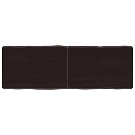 Vidaxl tafelblad natuurlijke rand 140x50x(2-4)cm eikenhout donkerbruin