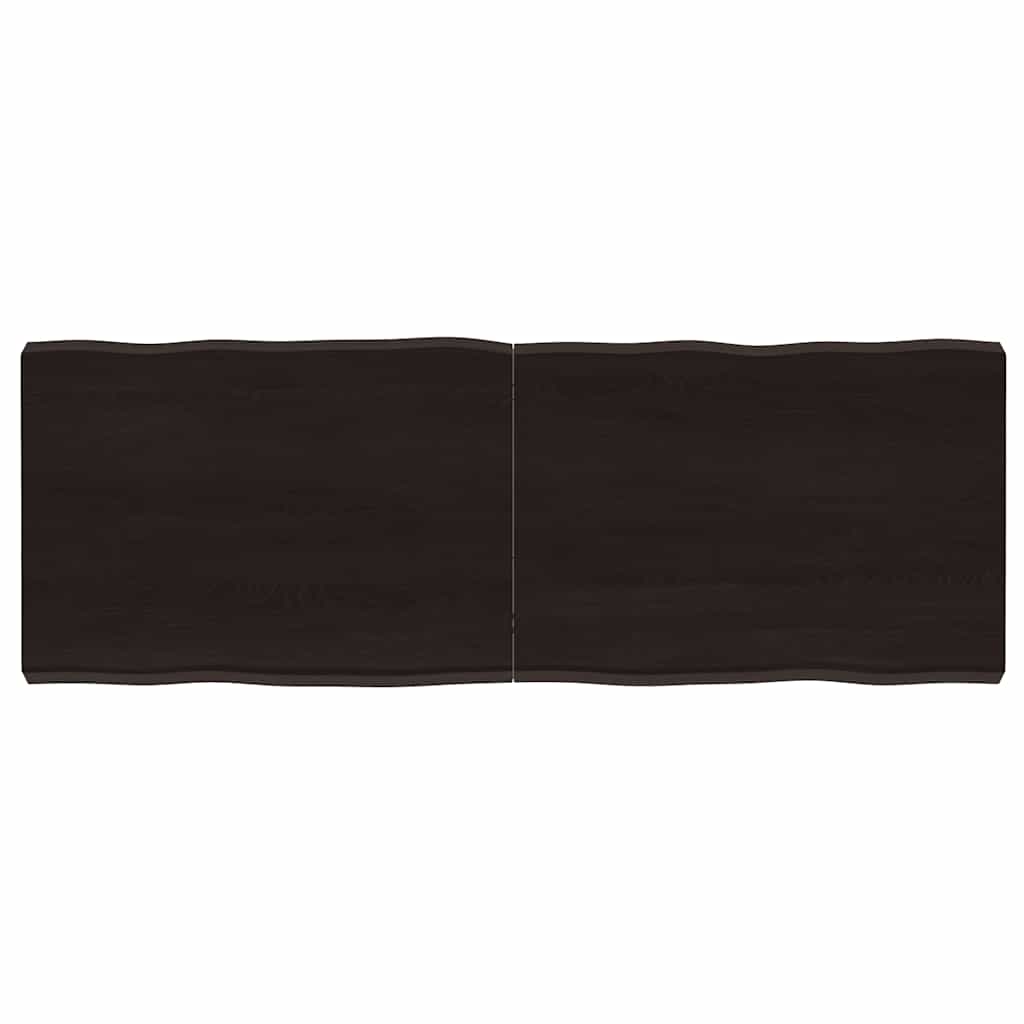 Vidaxl tafelblad natuurlijke rand 140x50x(2-6)cm eikenhout donkerbruin