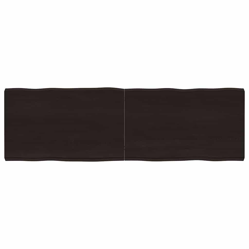 Vidaxl tafelblad natuurlijke rand 160x50x(2-6)cm eikenhout donkerbruin