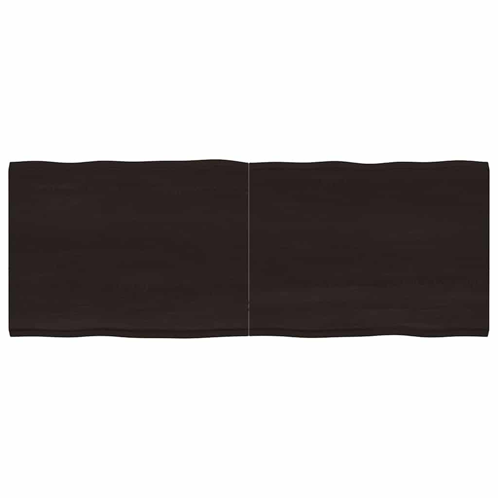 Vidaxl tafelblad natuurlijke rand 160x60x(2-4)cm eikenhout donkerbruin