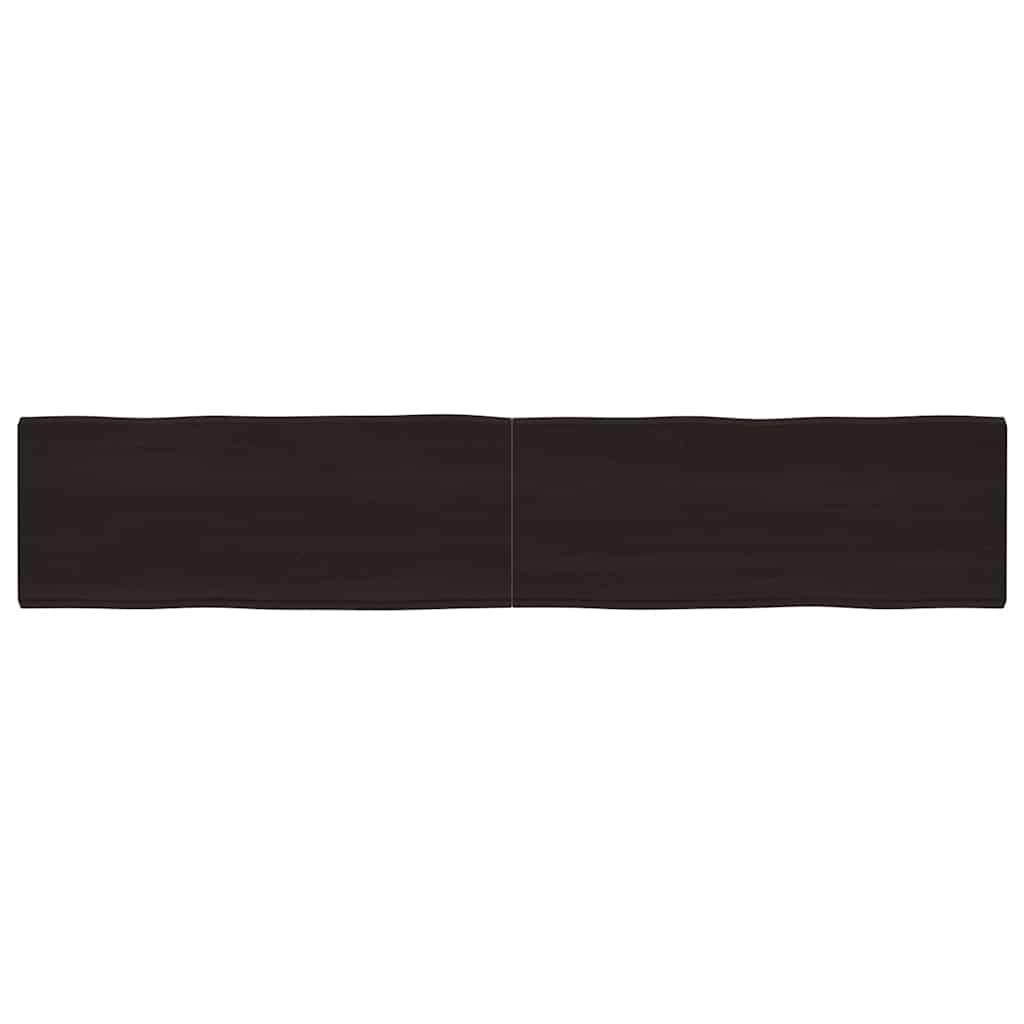 Vidaxl tafelblad natuurlijke rand 200x40x(2-4)cm eikenhout donkerbruin
