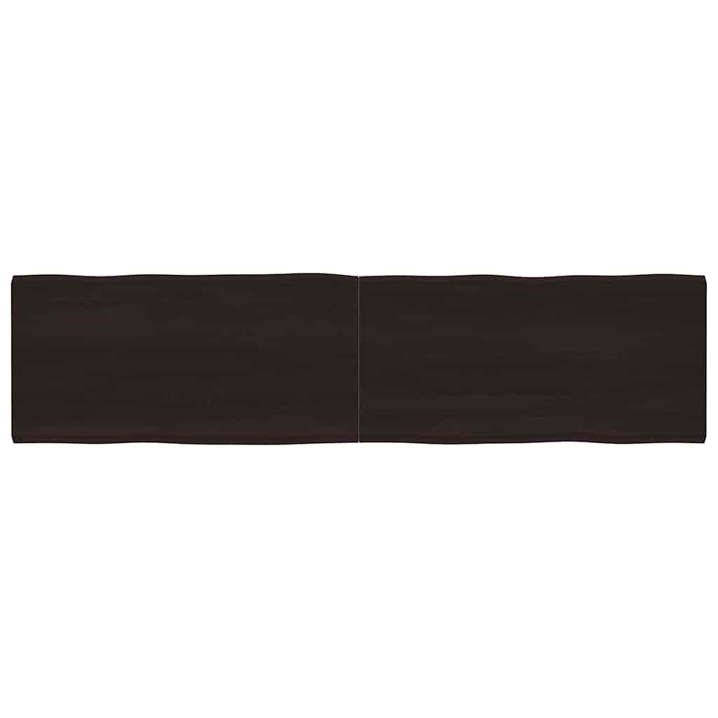 Vidaxl tafelblad natuurlijke rand 200x50x(2-6)cm eikenhout donkerbruin