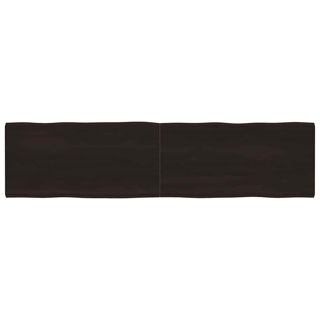 Vidaxl tafelblad natuurlijke rand 200x50x(2-6)cm eikenhout donkerbruin