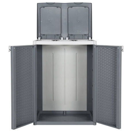 Vidaxl vuilnisbak met 2 deuren 65x45x88 cm pp grijs