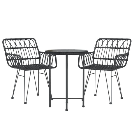 Vidaxl 3-delige tuinset poly rattan zwart