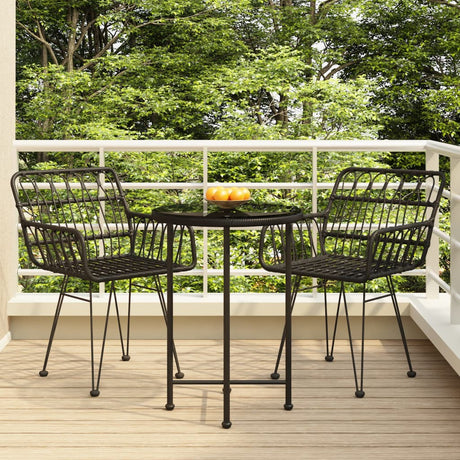 Vidaxl 3-delige tuinset poly rattan zwart