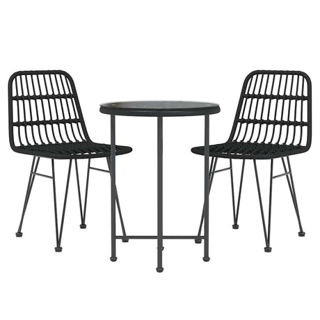 Vidaxl 3-delige tuinset poly rattan zwart