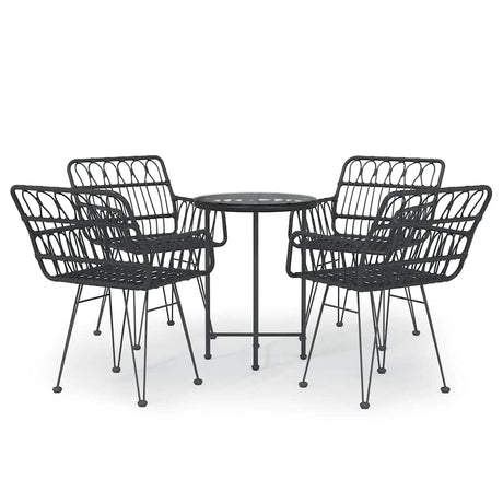 Vidaxl 5-delige tuinset poly rattan zwart