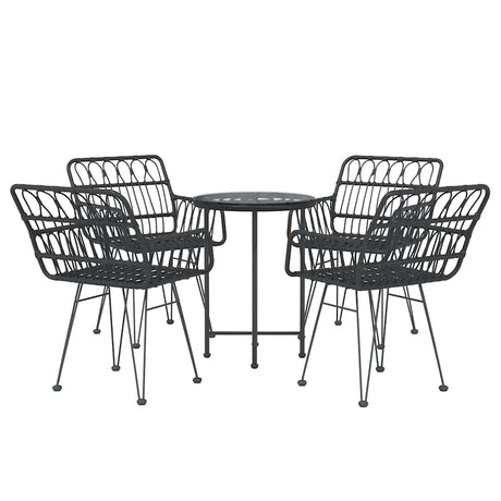 Vidaxl 5-delige tuinset poly rattan zwart