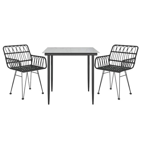 Vidaxl 3-delige tuinset poly rattan zwart
