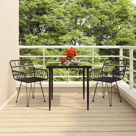Vidaxl 3-delige tuinset poly rattan zwart