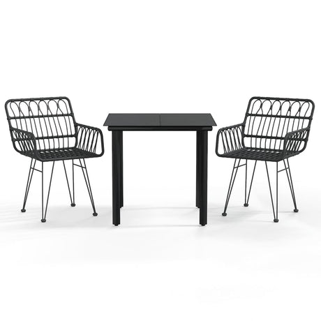 Vidaxl 3-delige tuinset poly rattan zwart