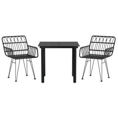 Vidaxl 3-delige tuinset poly rattan zwart