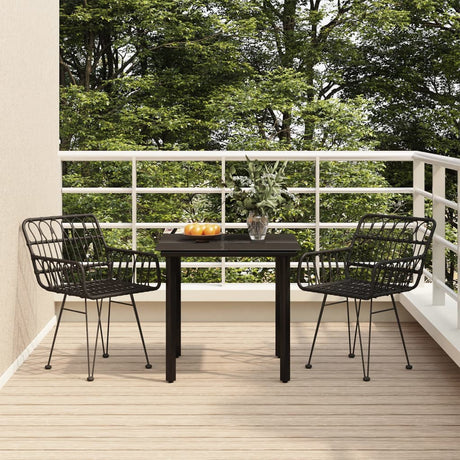 Vidaxl 3-delige tuinset poly rattan zwart