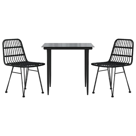 Vidaxl 3-delige tuinset poly rattan zwart