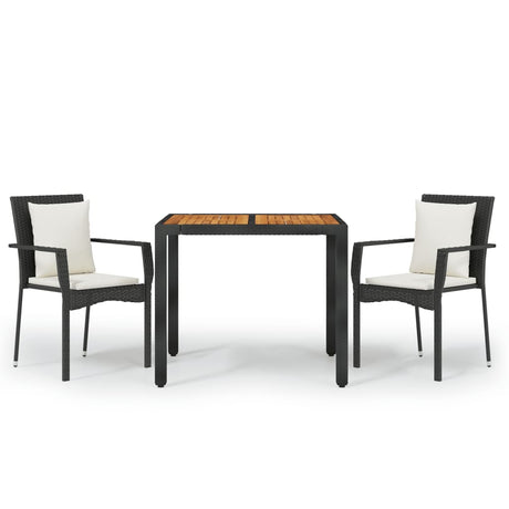 Vidaxl 3-delige tuinset met kussens poly rattan zwart