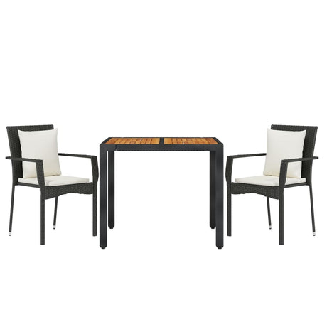 Vidaxl 3-delige tuinset met kussens poly rattan zwart