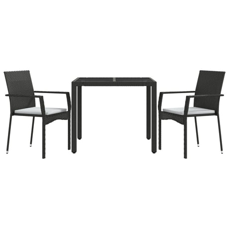 Vidaxl 3-delige tuinset met kussens poly rattan zwart